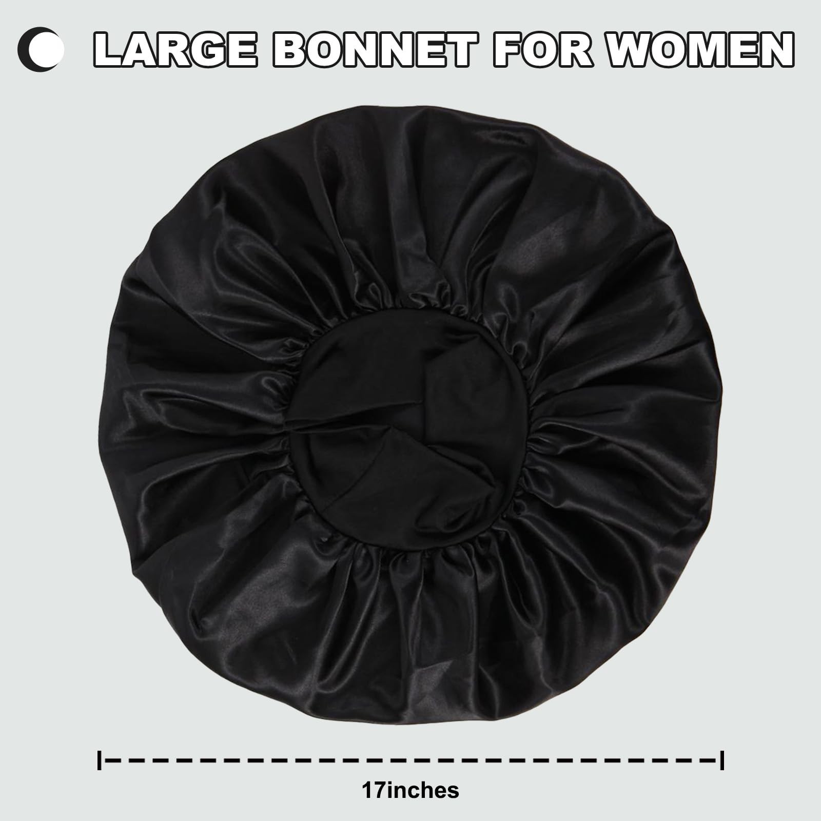 Extra Large Satin Bonnet Hair Cap, 17inches Silk Bonnet for Sleeping, Jumbo S…