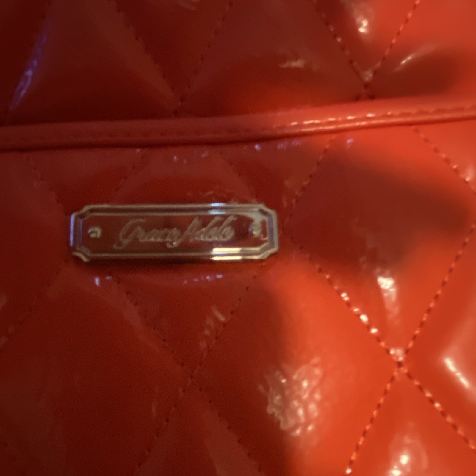 Grace Adele Red Quilted Shoulder Bag Magnetic/Zip Closure Chain Strap