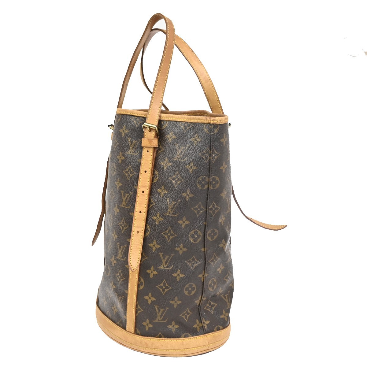 LOUIS VUITTON BUCKET GM Shoulder Tote Bag Monogram Leather Brown M42236 64KD021