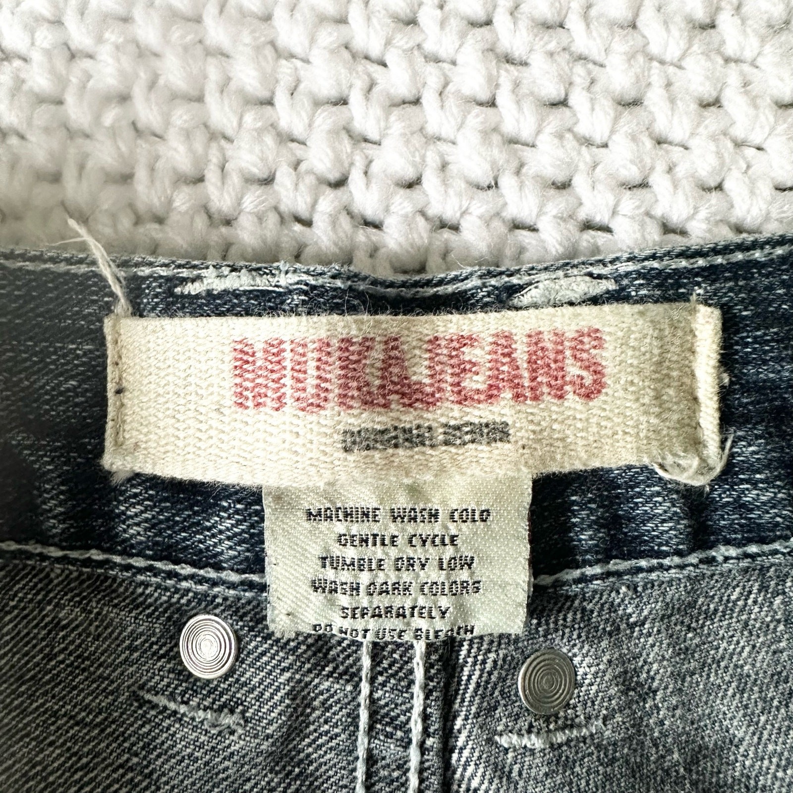 Muka Jeans Baggy Y2K Airbrushed Skull Stitches All Over Design Grunge Jeans 42