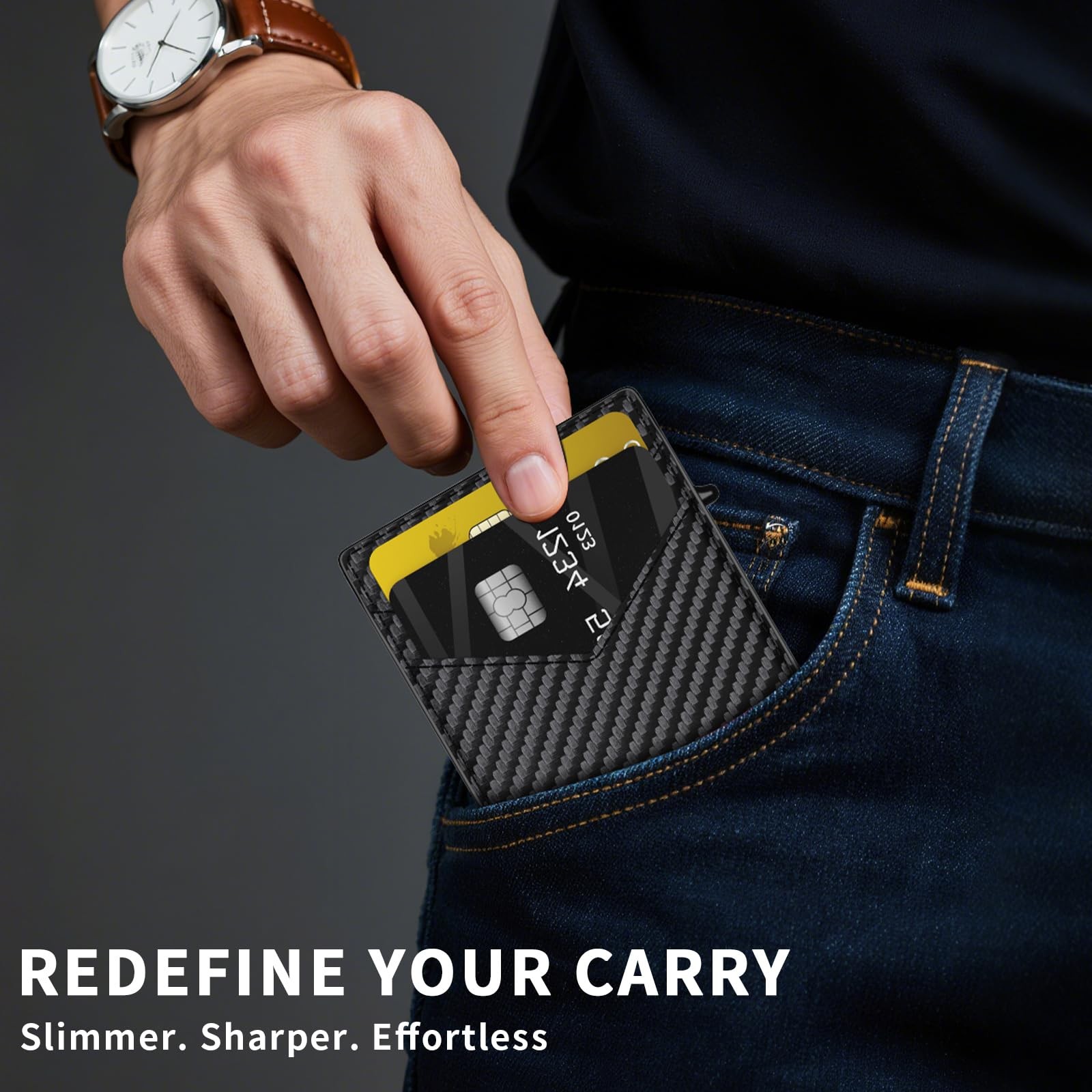 KISUEDZP Wallet for Men Aluminum Compact (4.06 x 2.44 x 0.86 inches), Carbon