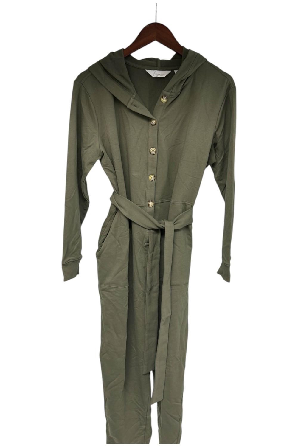 Encore by Idina Menzel Soft French Terry Hooded Jumpsuit Green