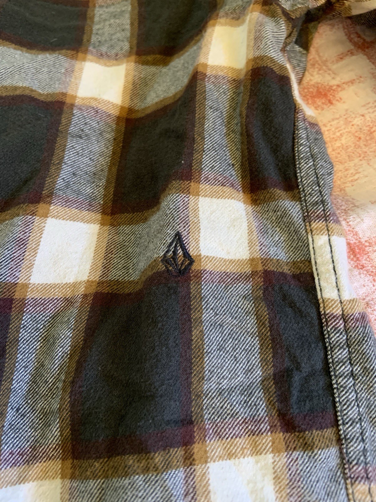 Volcom Modern Fit Cotton Flannel Plaid Button-Up Shirt Long Sleeve XL Gray