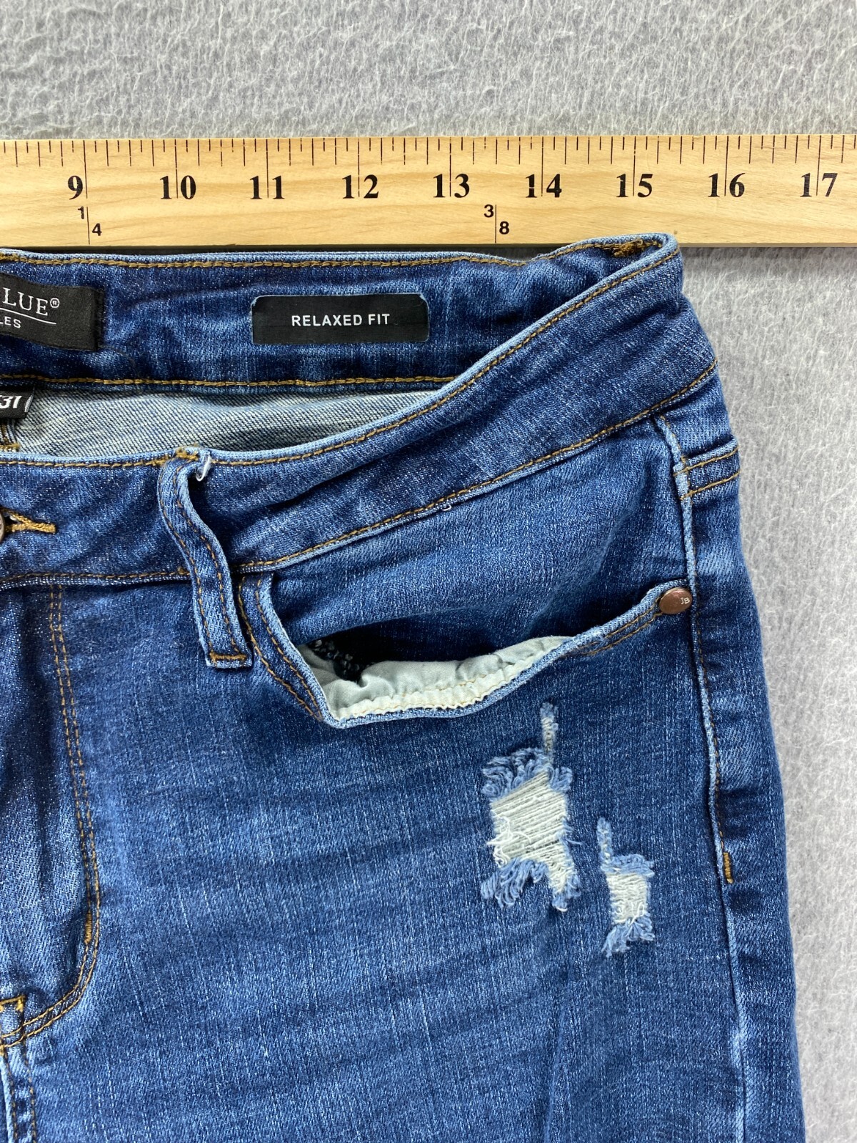 Judy Blue Womens Relaxed Fit Jeans Size 13/31 Distressed Neutral Casual Normcore