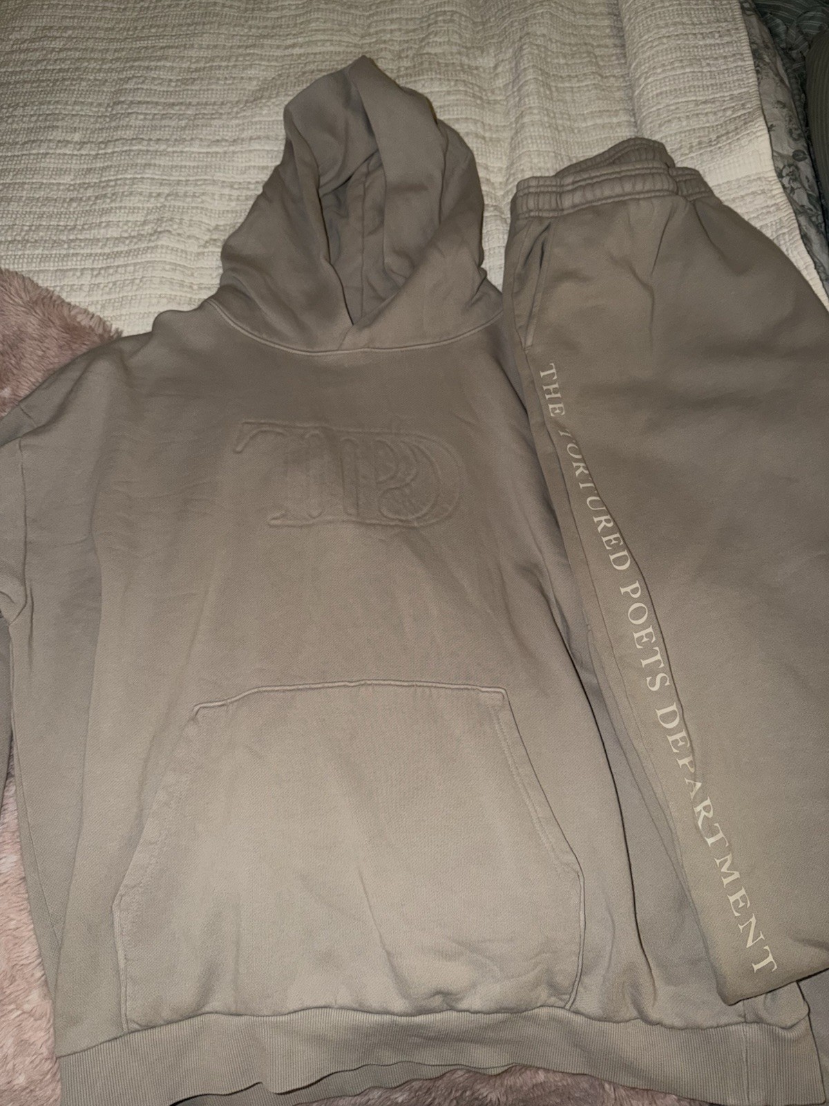 Taylor Swift TTPD Beige Sweatpants & Hoodie Set