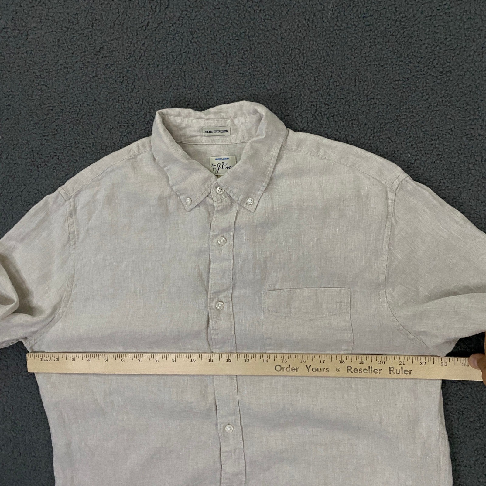 J.CREW Baird McNutt Irish Linen Shirt Mens Large Slim Unutucked Button Up Beige