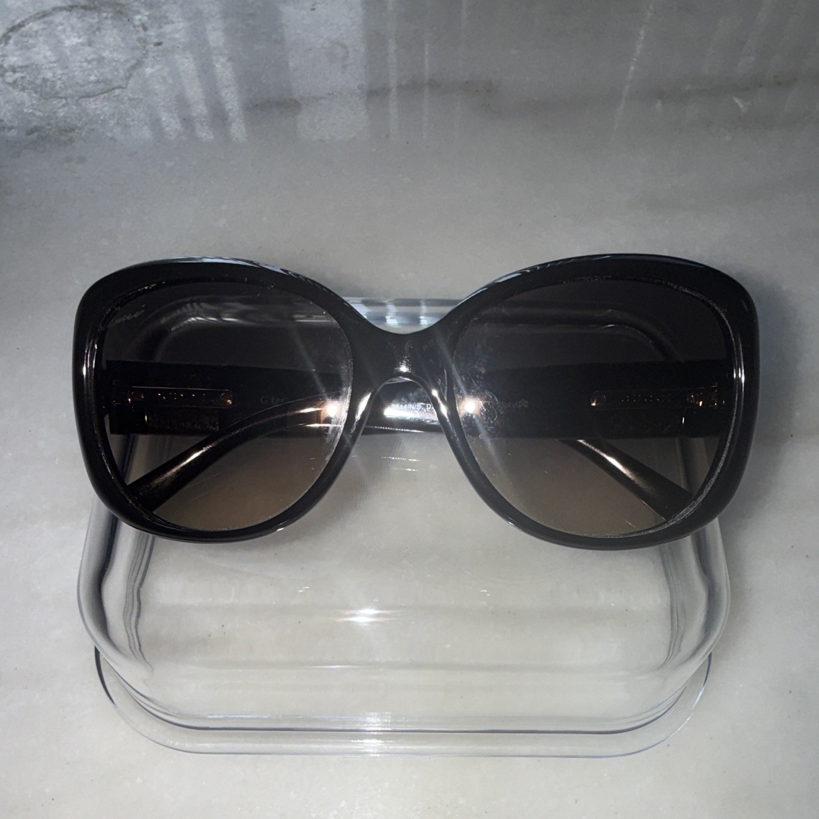 Gucci GG 3490/S Women’s Oversized Cat Eye Sunglasses Black Gray Gradient UV400