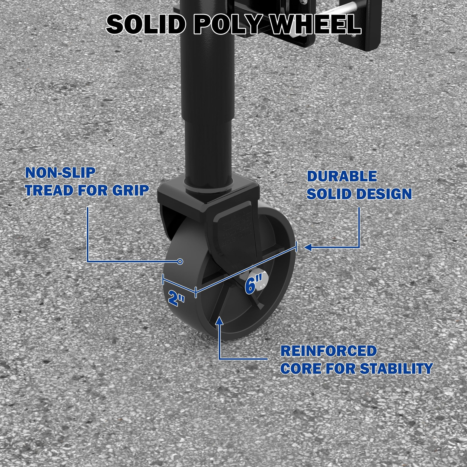 TOWKING 1200lb Boat Trailer Jack with Wheel 10 in Lift Utility