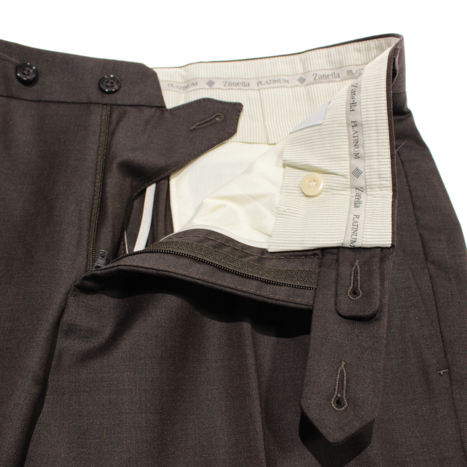 Zanella Platinum NWT Dress Pants Size 30 US Parker In Solid Brown 100% Wool