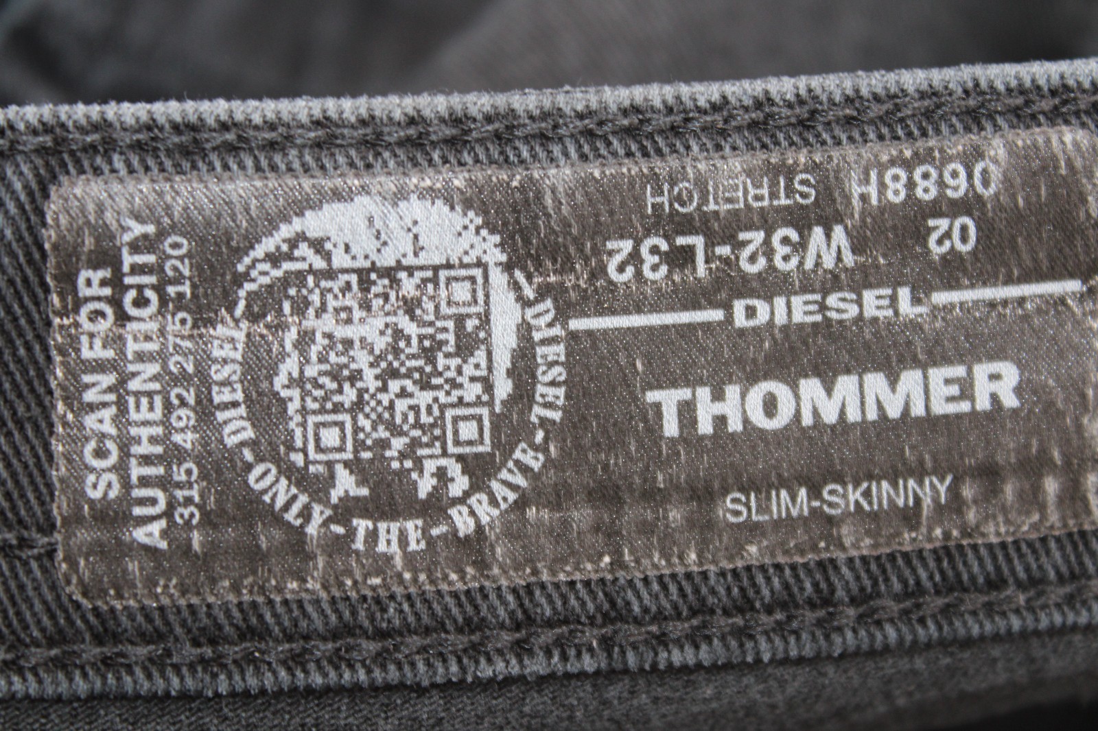 Diesel Thommer W32 L32 Jeans Black Slim Skinny Taper Stretch Tapered 32R Zip