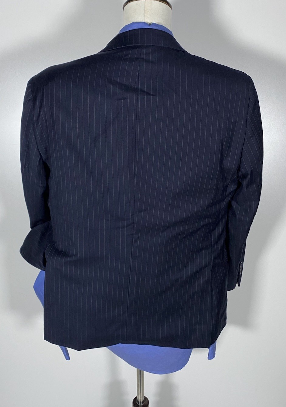 Hickey Freeman Milburn 44S Navy Pinstripe Wool 2pc Suit Jacket Pants W40 X L29