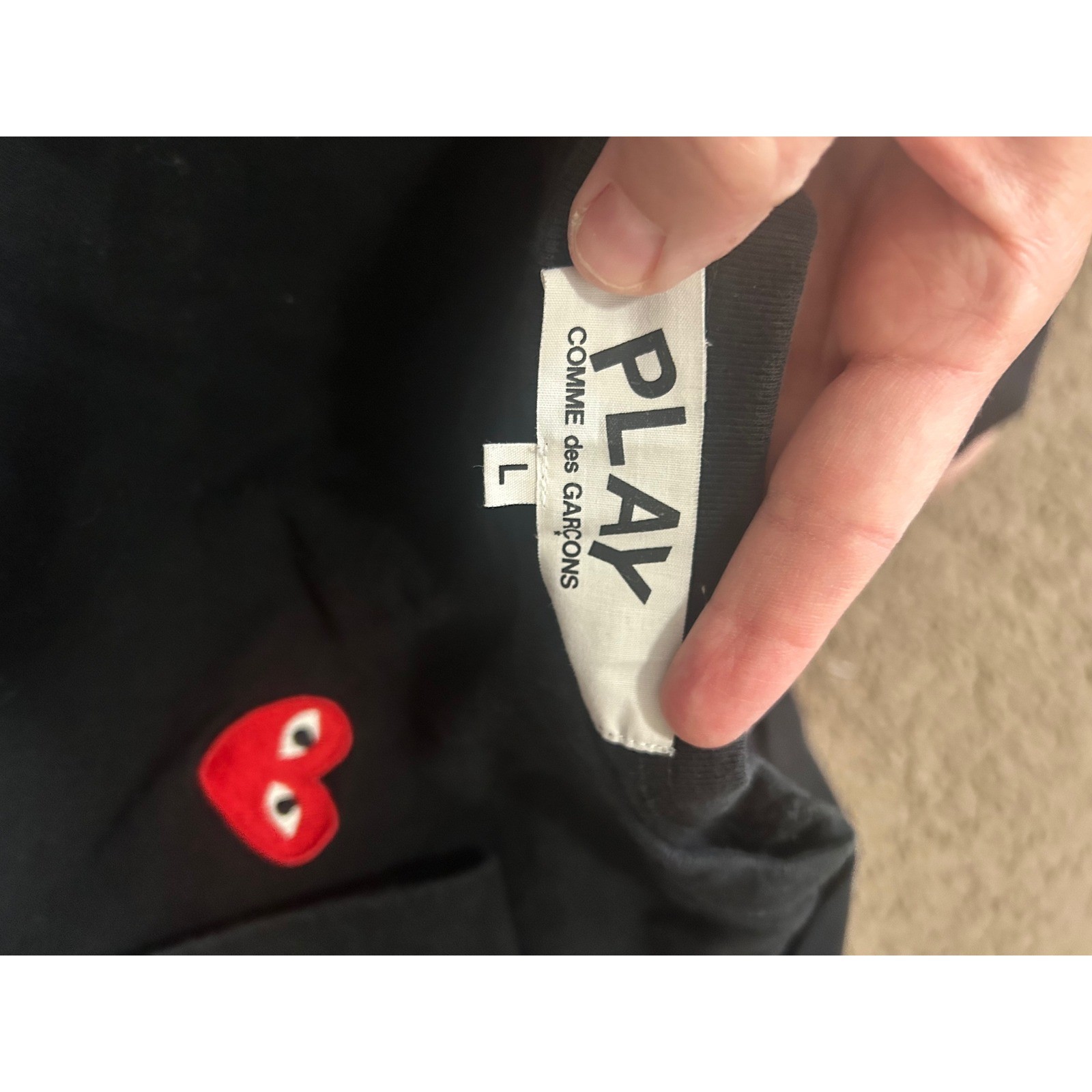 Comme des Garcons Play Black Red Heart Logo T-Shirt AZ-T108 Mens L Japan