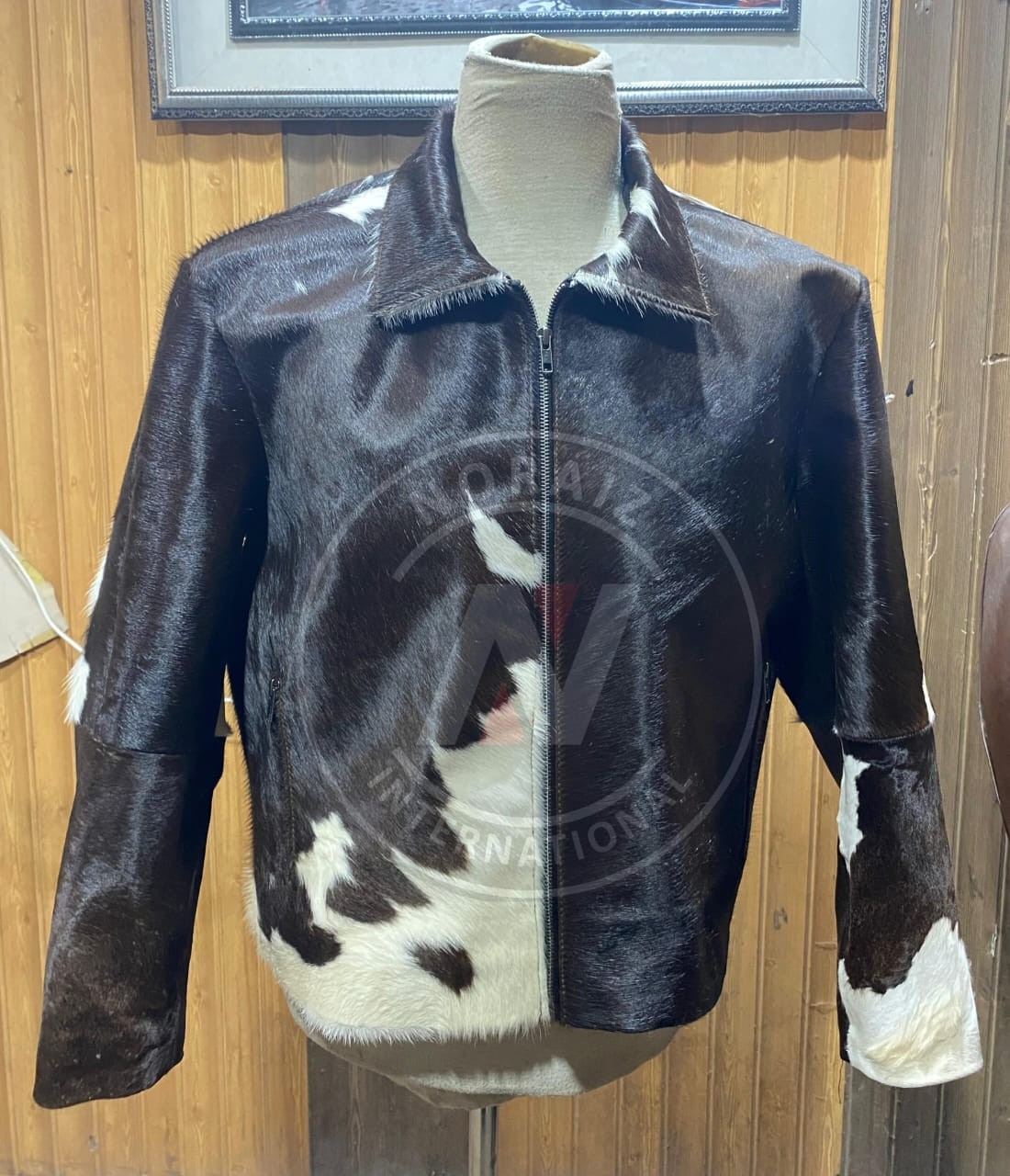 Men’s Genuine Cowhide Hair-On Leather Jacket – Western Rodeo Cowboy Style Jacket