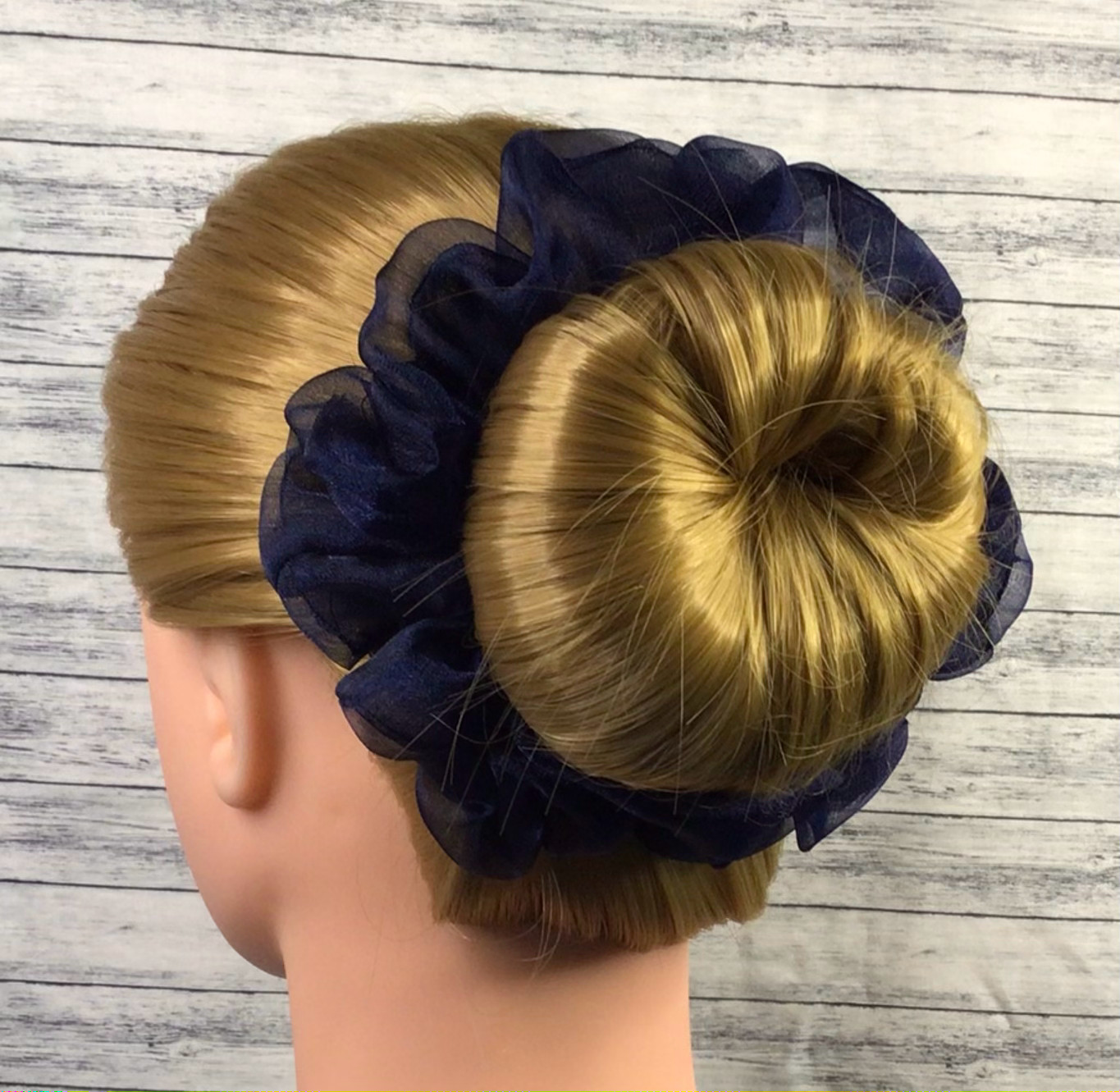 Dark Blue Crystal Organza XL Scrunchie Hair Ties – Ponytail Holder – 5 inches