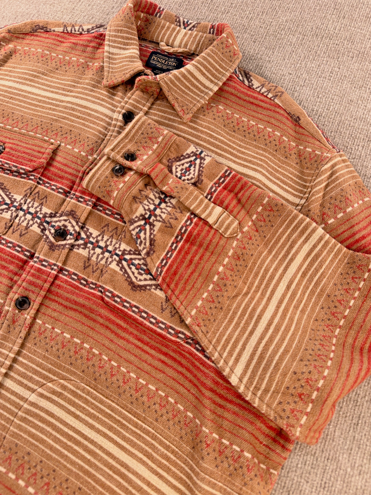 NWT Mens LG Pendleton Doublesoft Driftwood Chamois Shirt Beacon Rock Tan Cotton