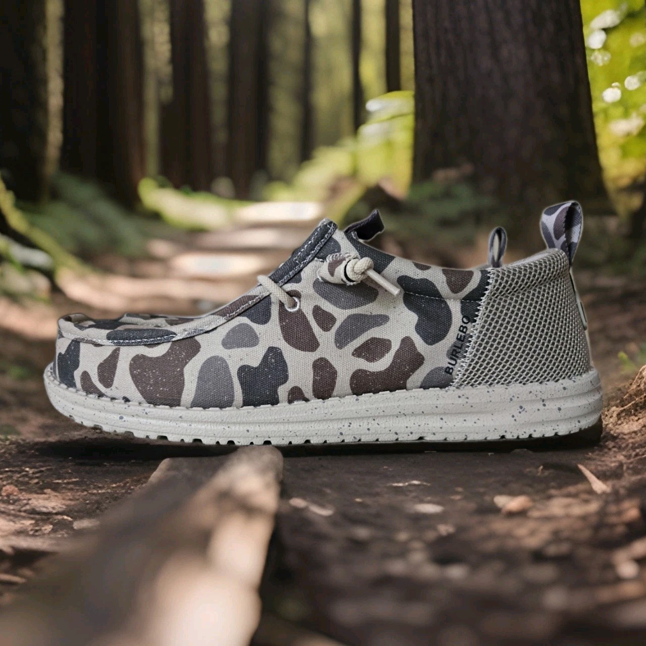 Men’s HeyDude X BURLEBO Wally Funk Deer Camo – Taupe/Camo