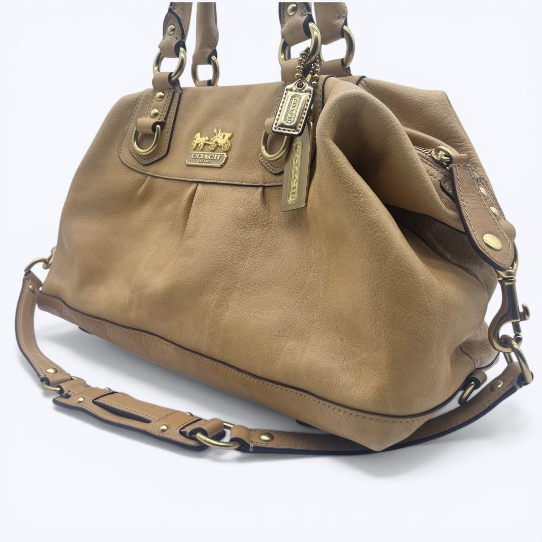 COACH Madison Sabrina 2WAY Shoulder Bag Large Capacity Handbag Beige