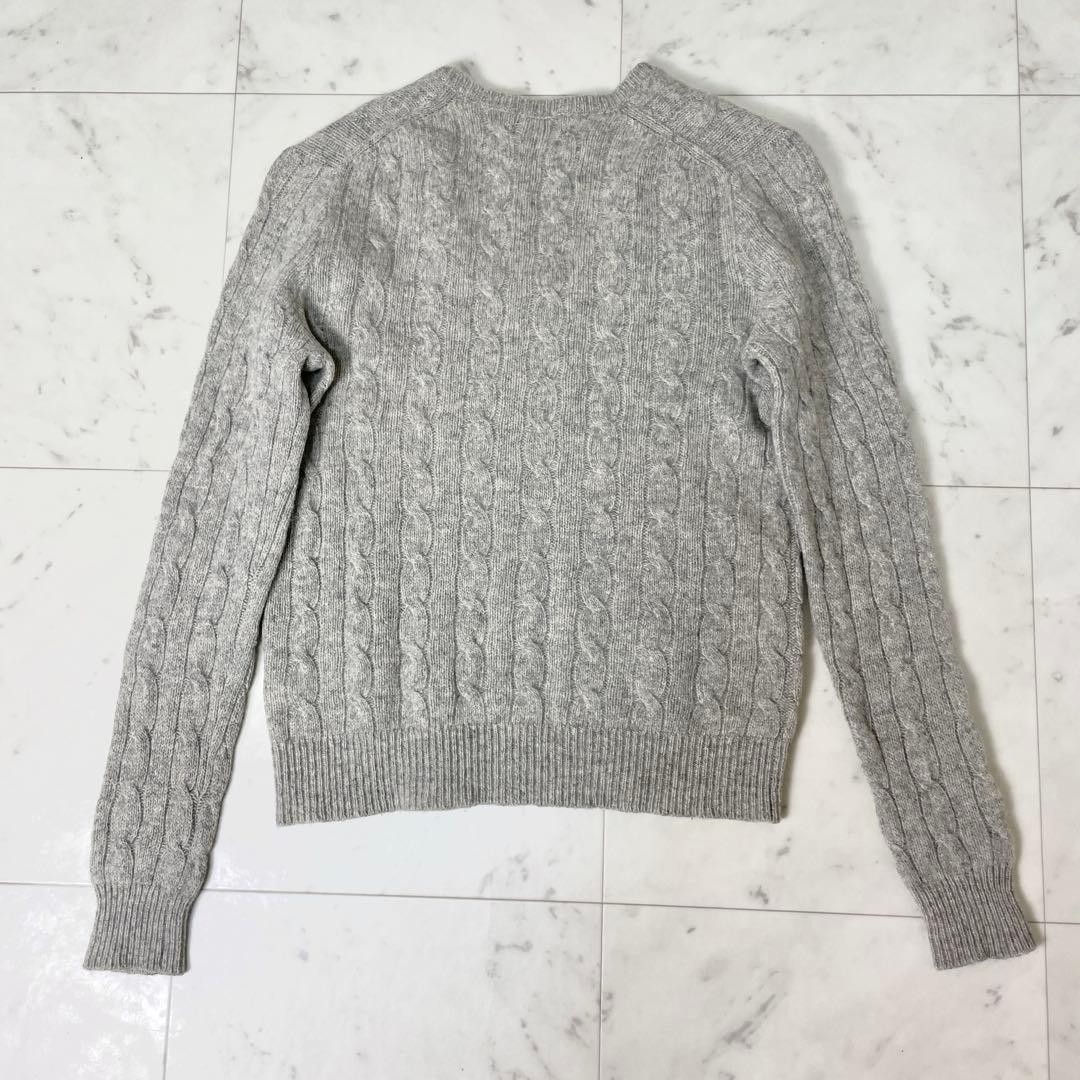 Polo Ralph Lauren CABLE KNIT WOOL CASHMERE V-NECK SWEATER Size S (P) Grey