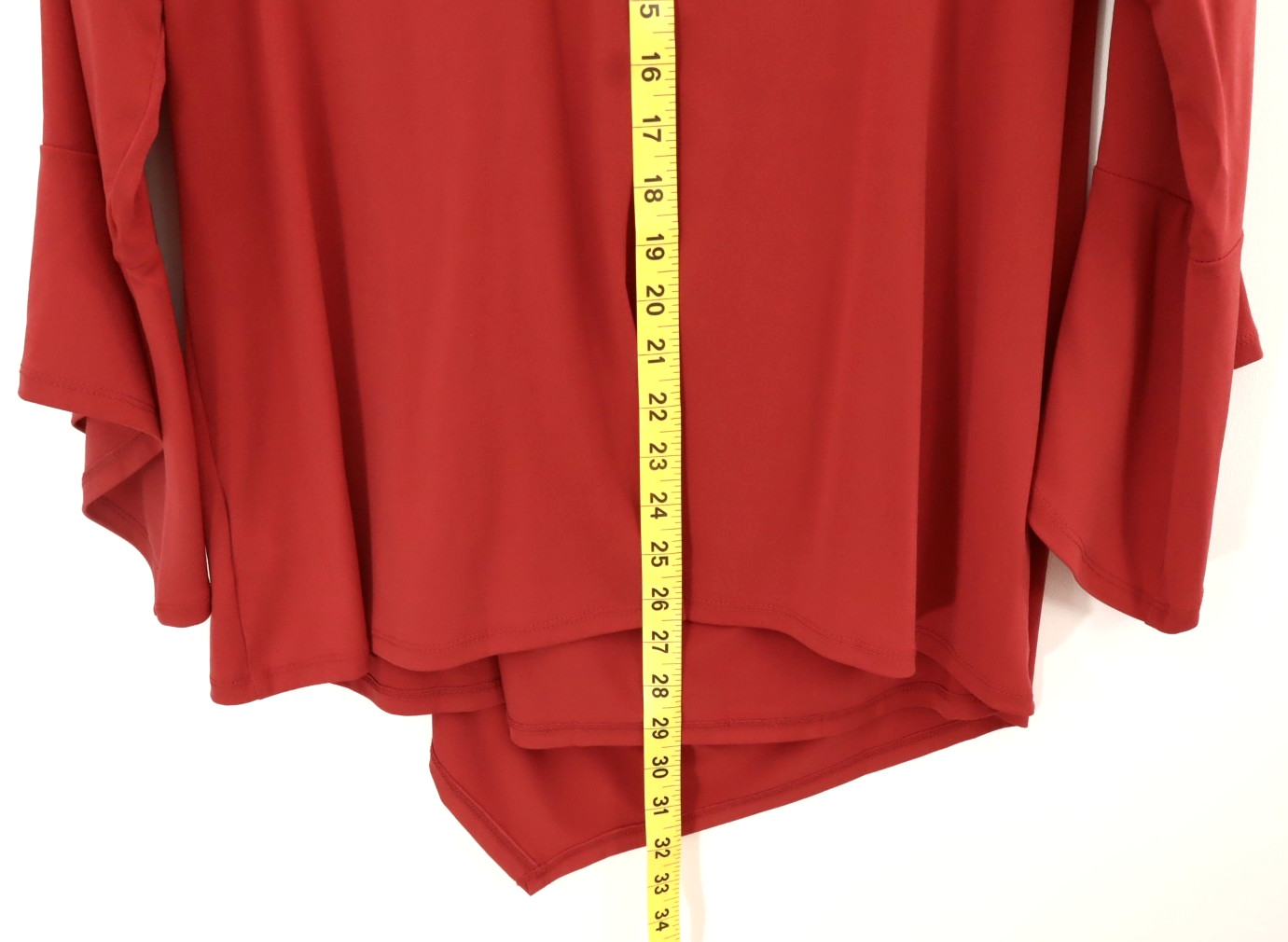 NEW JM COLLECTION Women’s Stretch Polyester Blouse Bead 3/4 Sleeve Deep Red 1X
