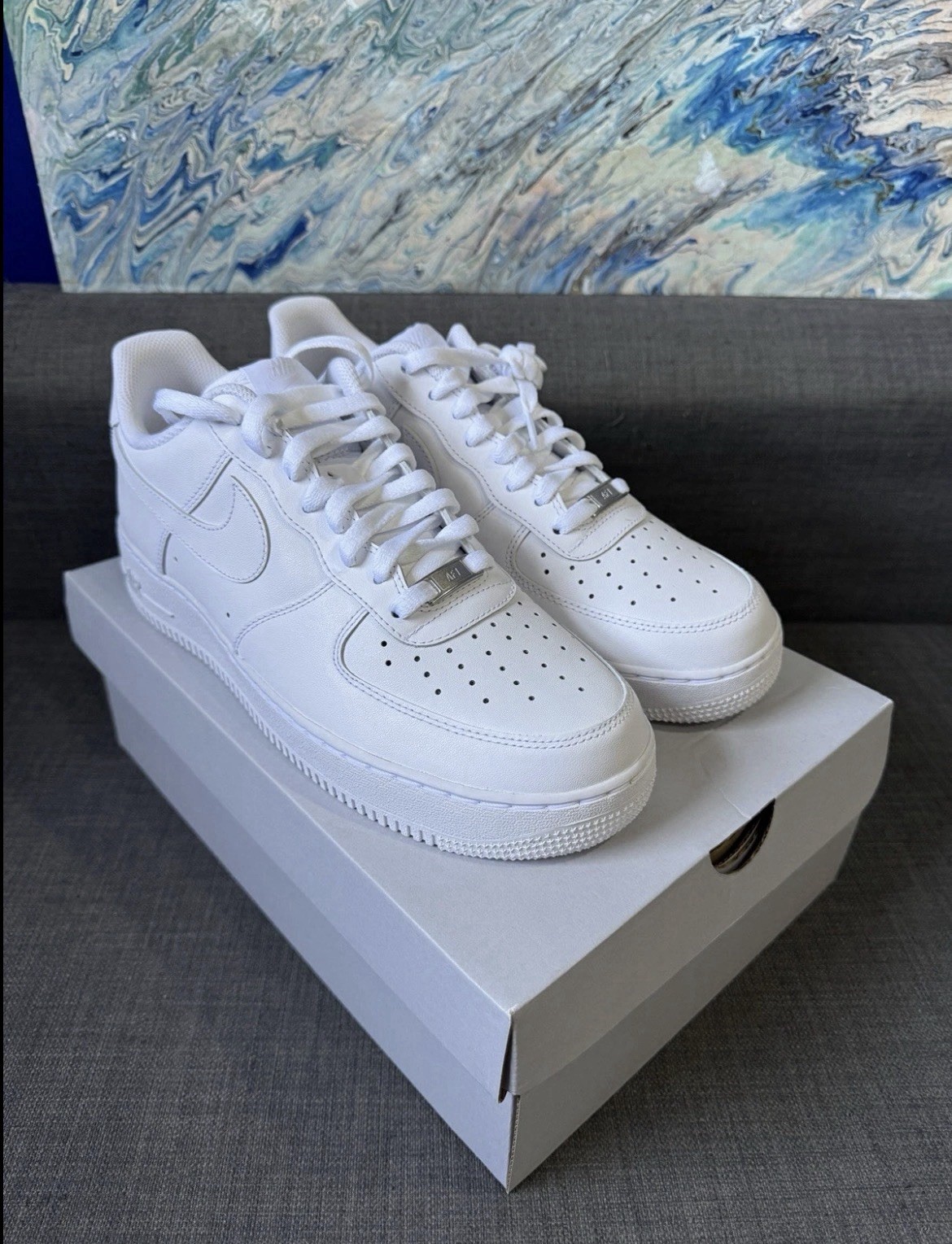 Nike Air Force 1 Low Top Men’s White Lace-Up Sneakers Rubber Outsole
