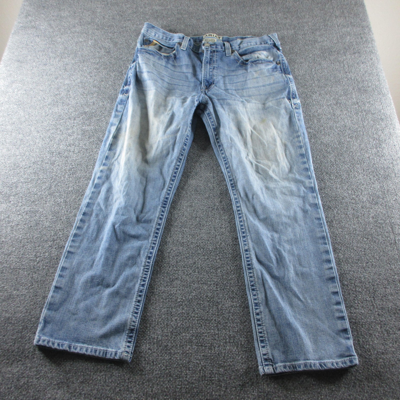 Ariat M2 Jeans Mens 36×30 Blue Relaxed Bootcut Light Wash Stretch Denim Casual