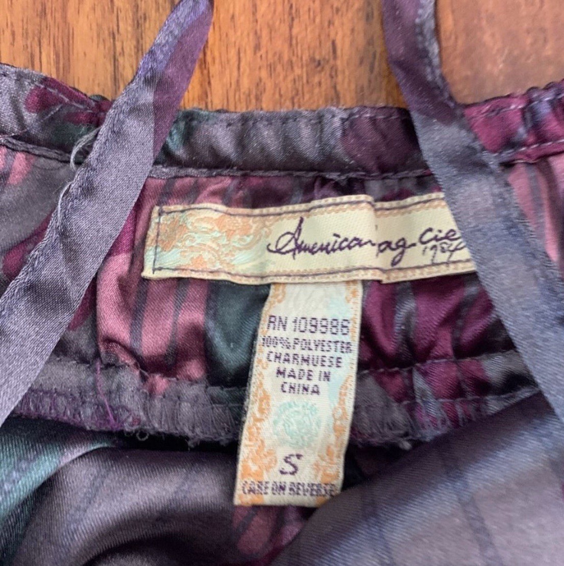 Y2K Satin Cami Babydoll Top size small American Rag CIE Grey Purple & Brown Club