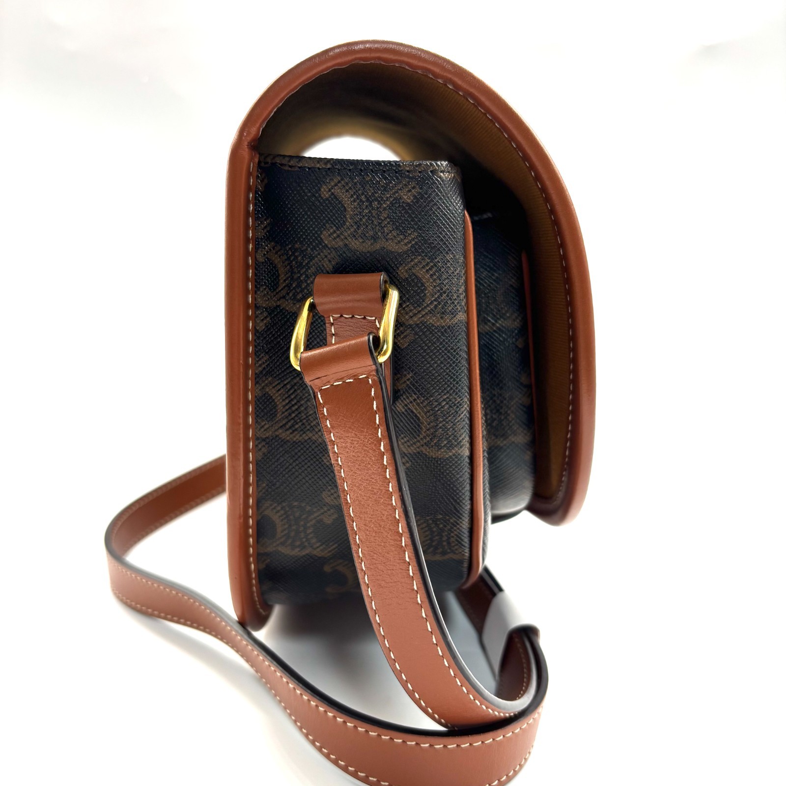 Pre owned Celine Triomphe Canvas Medium Folco Bag Tan | H24576