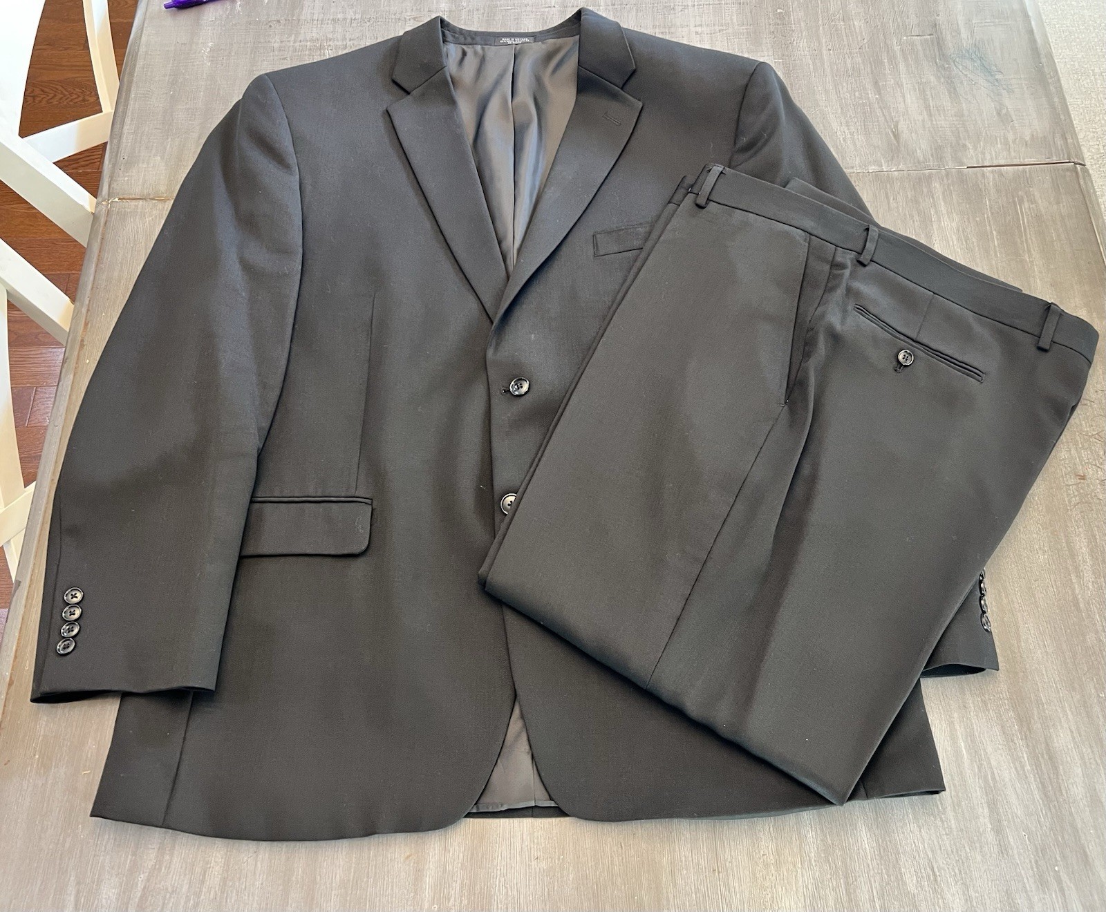 Jones New York Collection 2 Piece Suit Black Wool Jacket 48R Pants 40×41