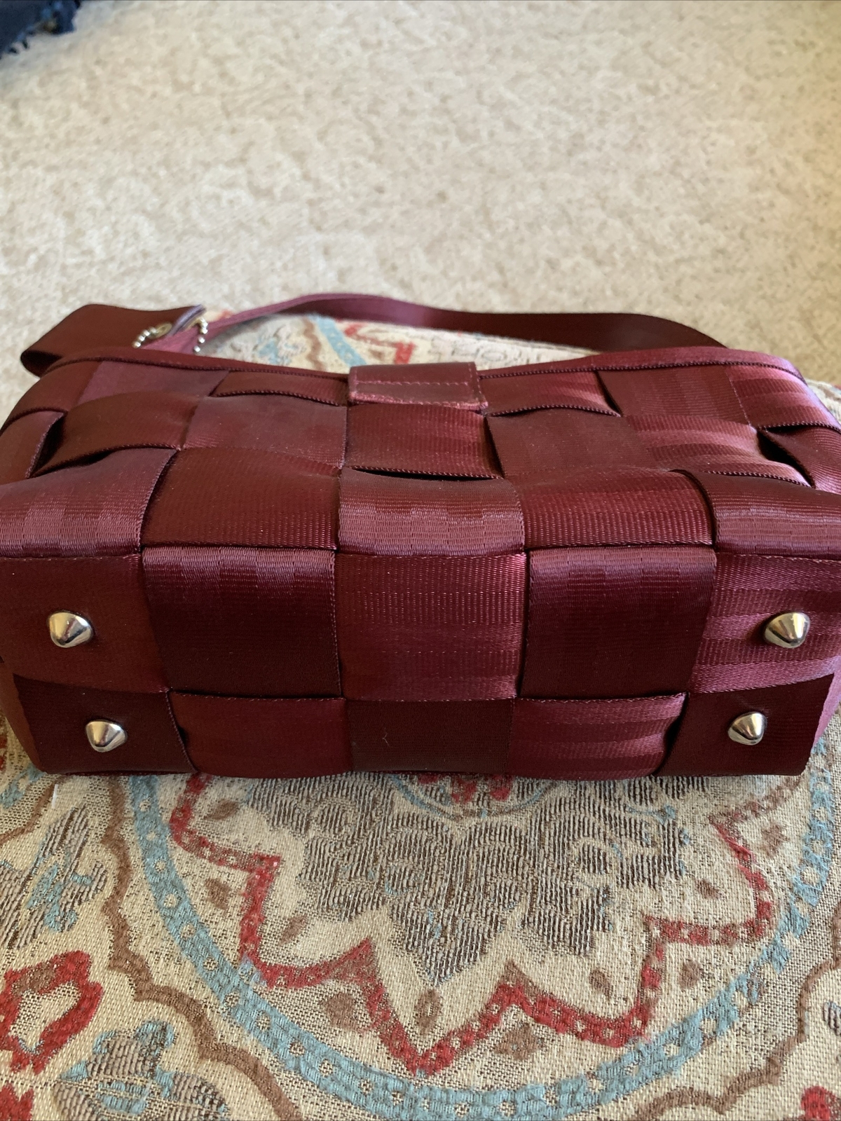 Harveys Original Seatbelt Bag Woven Satchel Bag Dark Raspberry USA
