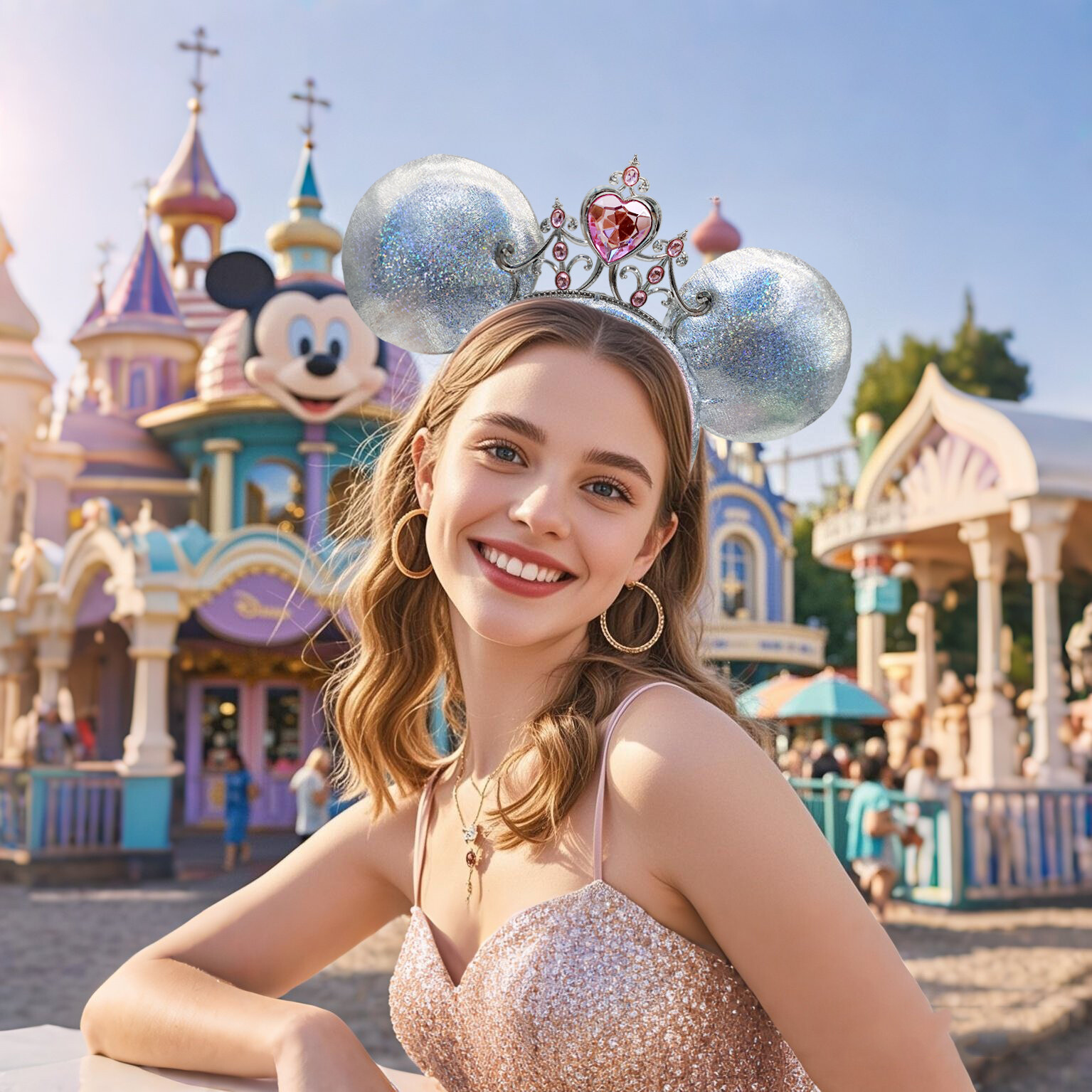 Disney-Park’s Princess Iridescent Tiara Minnie Mouse Ears Headband 2024 US POST