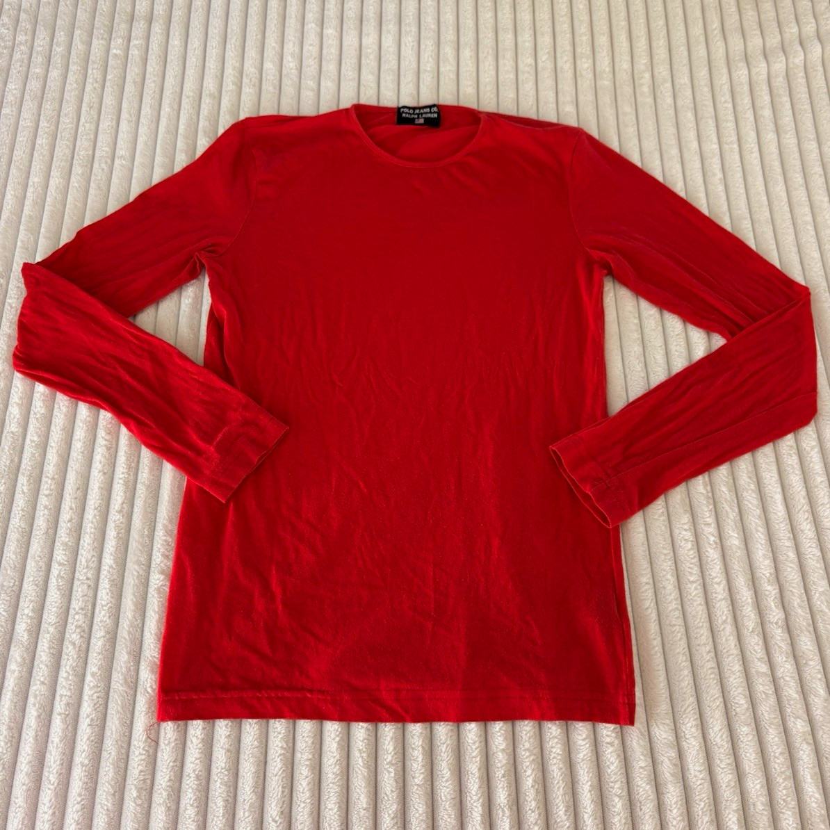Polo Jeans Co. Ralph Lauren Men’s Red Cotton Long Sleeve Crew Neck Tee S