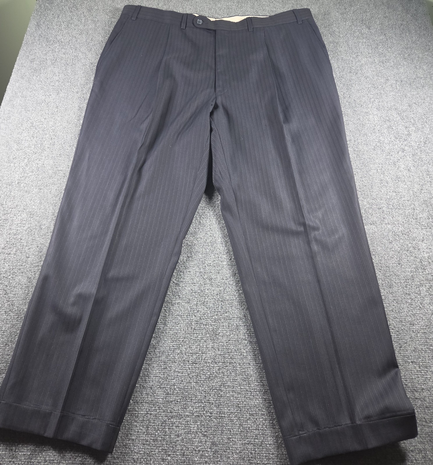 Jack Victor Classic Pinstripe Suit Men’s 46R Navy 40 X 29 Loro Piana Super 130’s