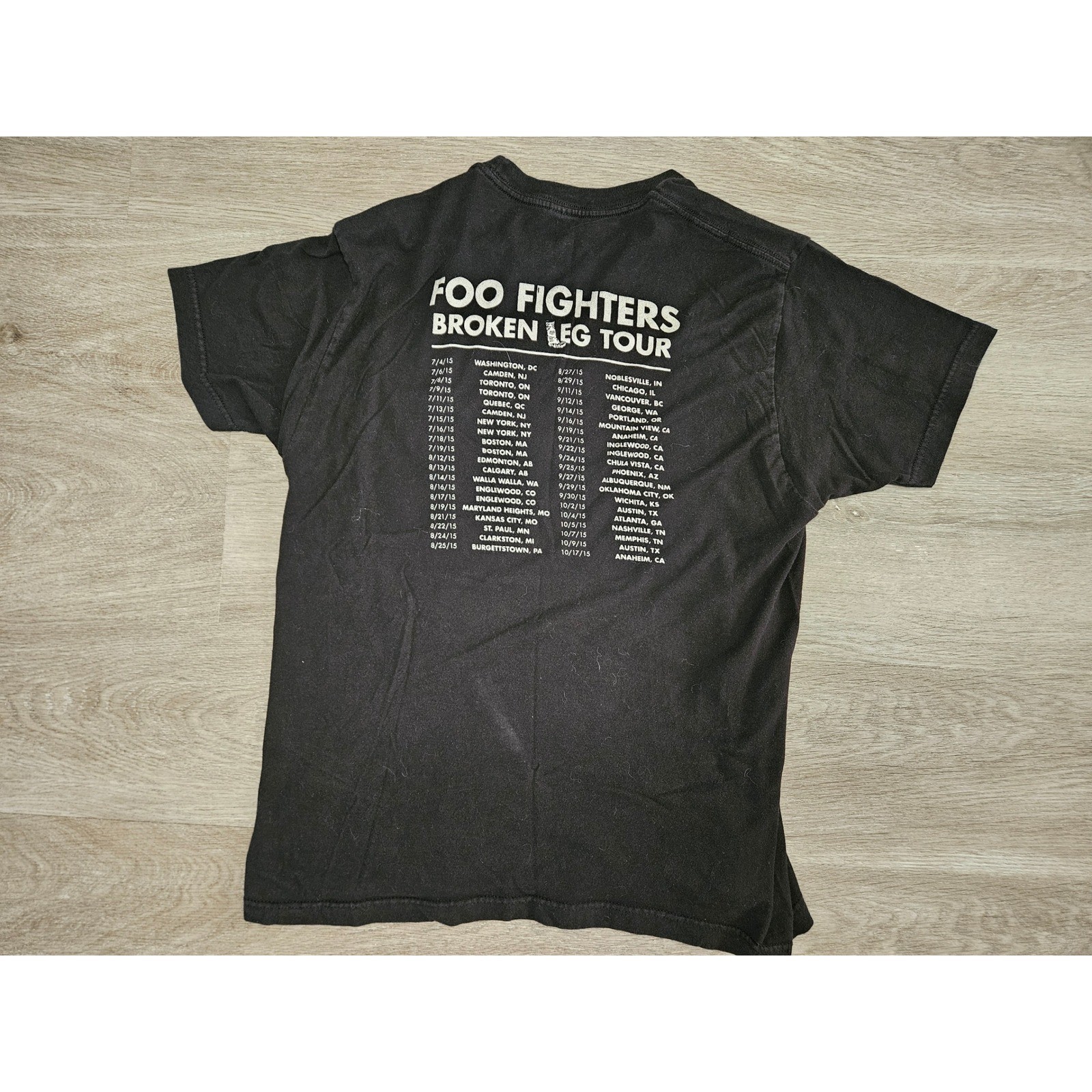 Foo Fighters Broken Leg Tour 2015 Shirt Mens Large Black Vintage Tultex Band Tee