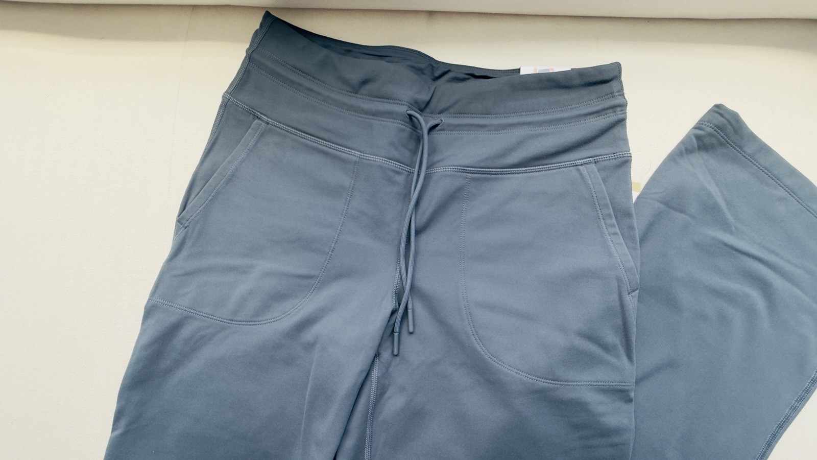 Mondetta Womens Yoga Pants Straight Leg Drawstring Pockets Gray Solid M