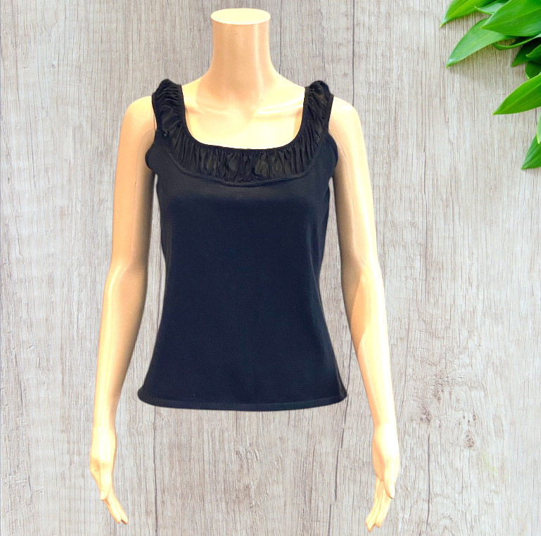 AXCESS — Black Tank with Mesh Collar, Sleeveless, Cotton