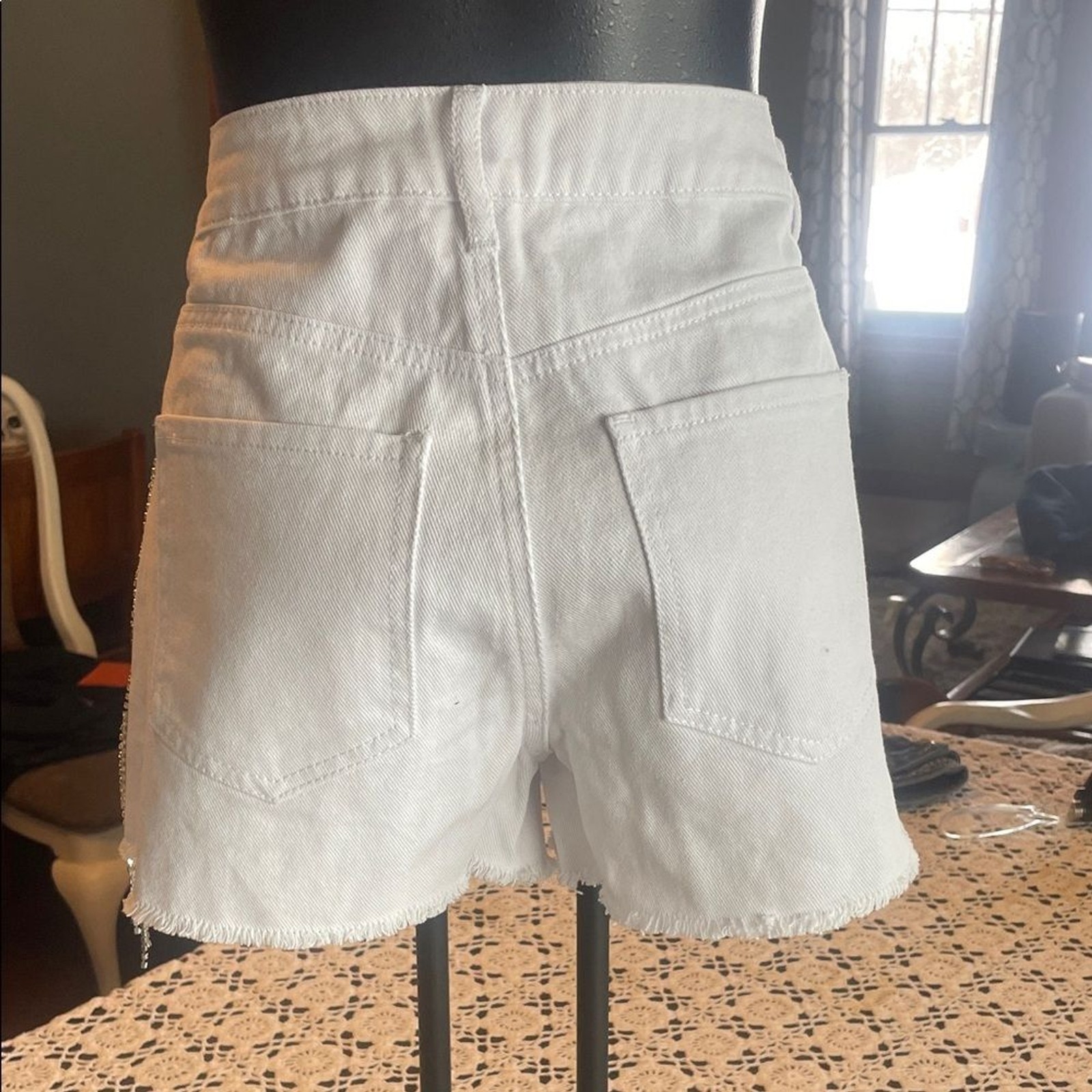 Rue21 White Jean Shorts with Fringe Detail