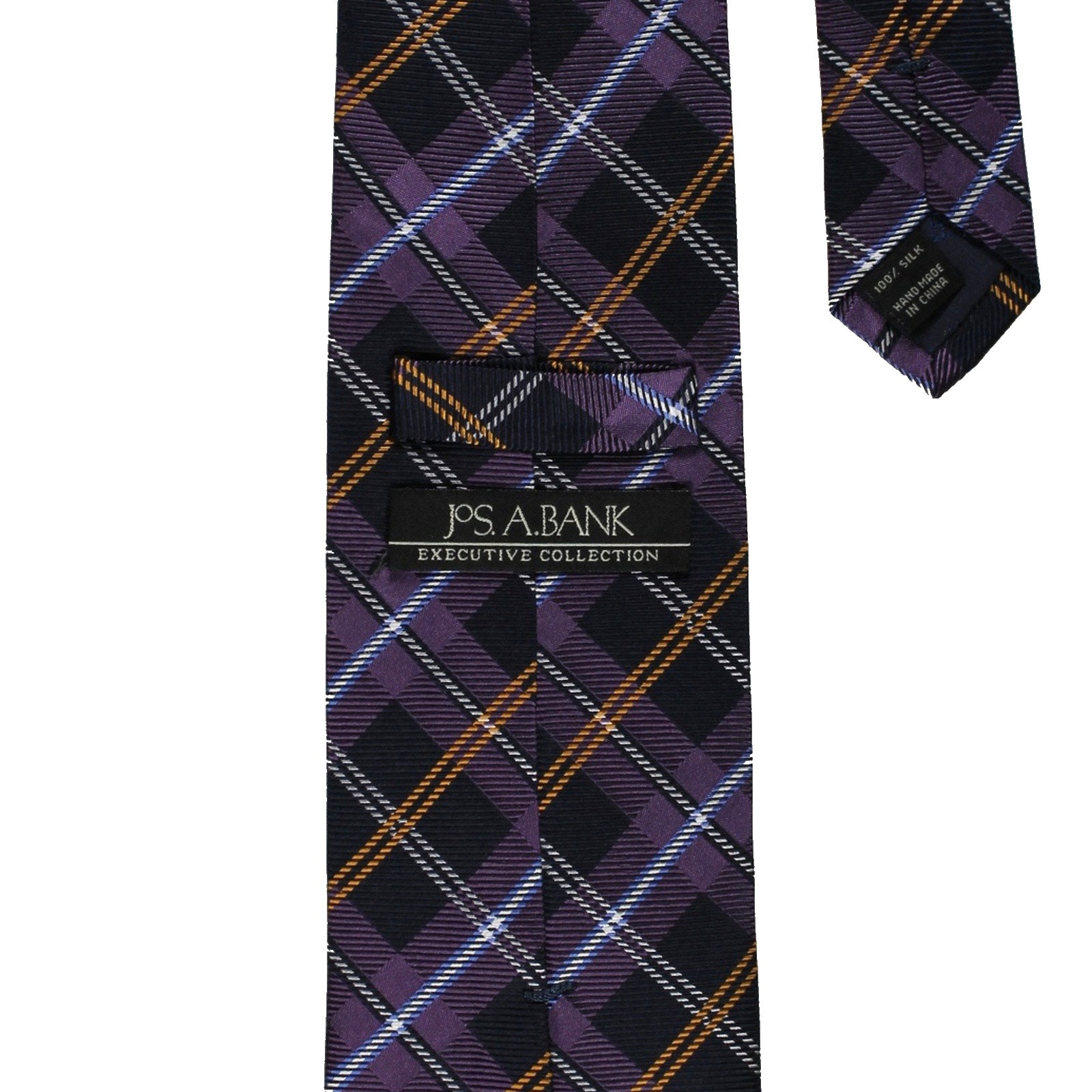 JOS A BANK EXECUTIVE COLLECTION Silk Tie Purple Brown Navy Plaid Necktie