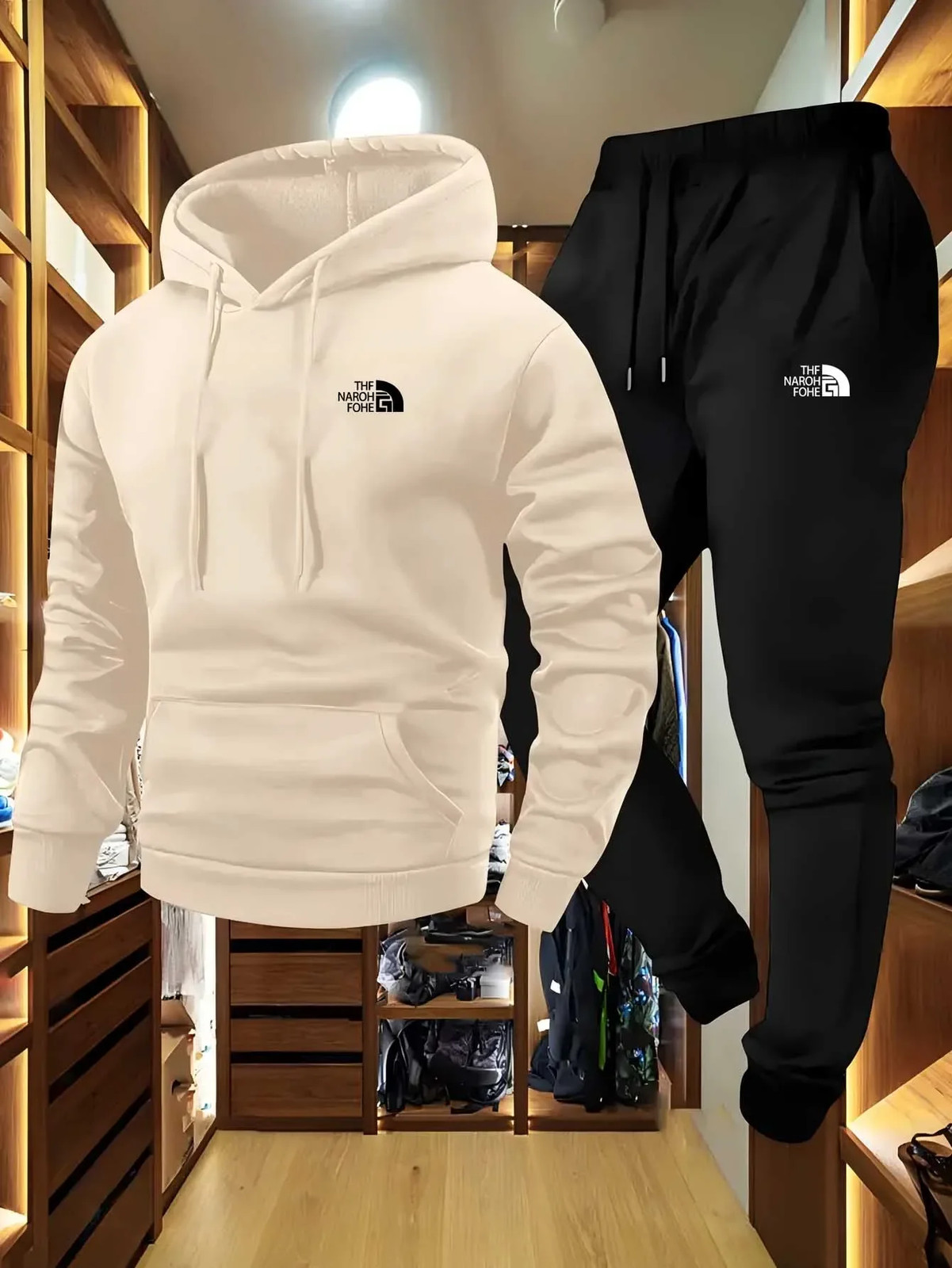 Men’s Autumn and Winter Pattern Casual Two-Piece Set Hooded Sweatshirt and Pants