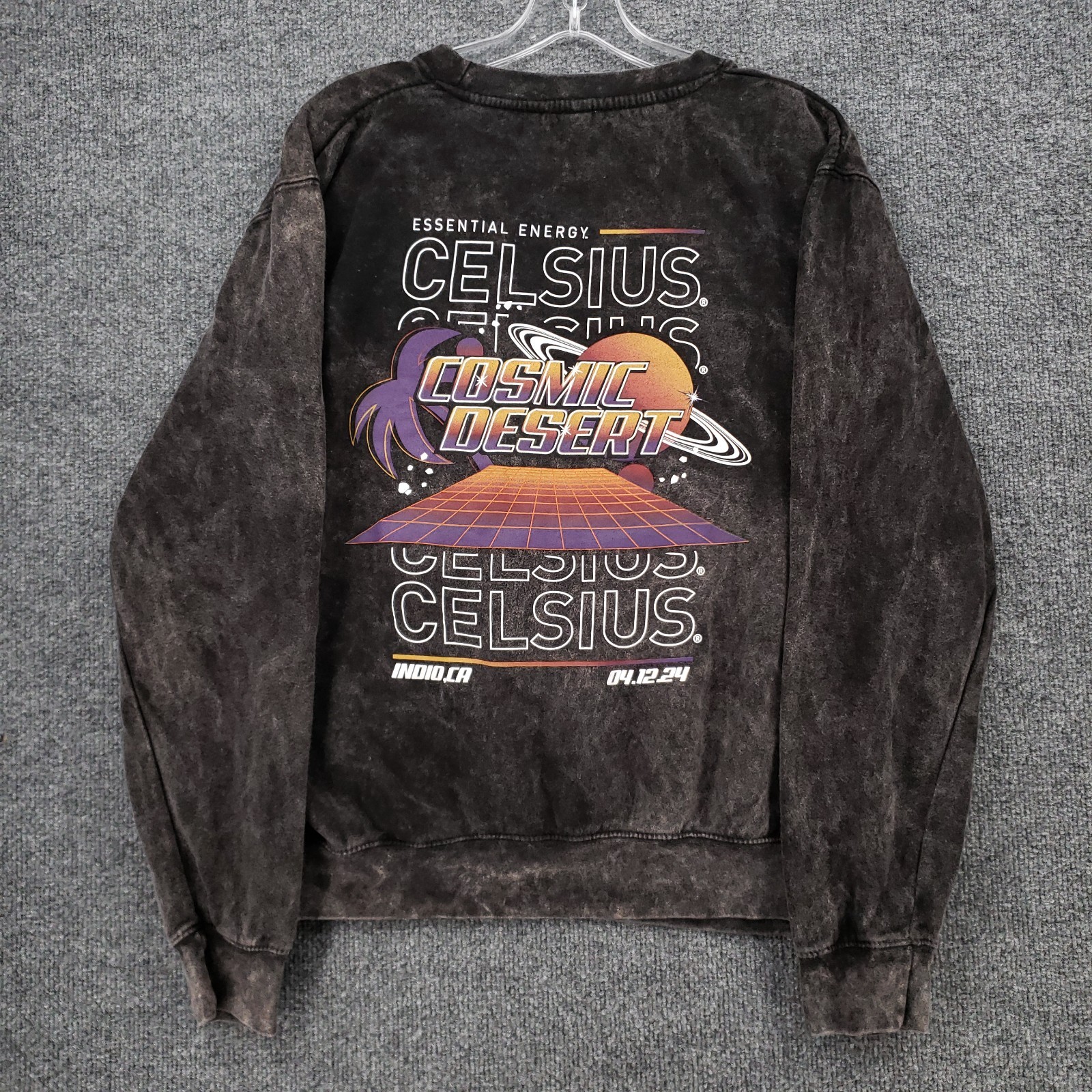 Celsius Sweatshirt Mens M Medium Gray Long Sleeve Fleece Cosmic Desert Graphic