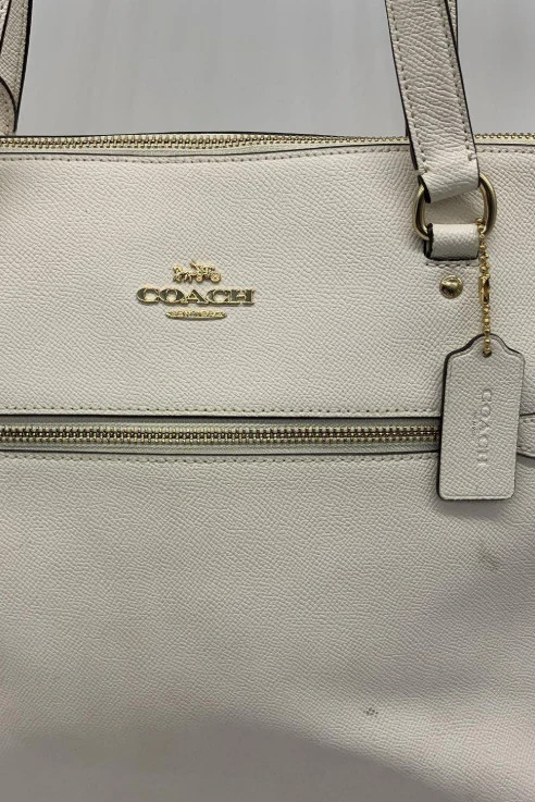 Coach White Pebbled Leather Tote Bag Carryall Shoulder Purse Hangtag F79608