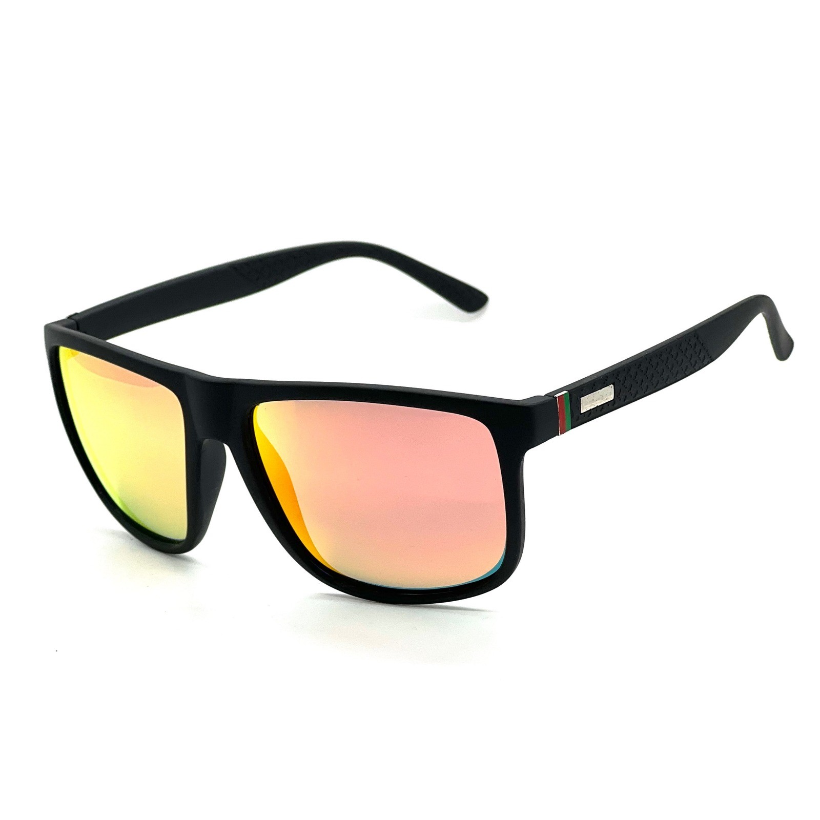 Women Black Red Mirror Lens Square Frame Sport Sunglasses Modern Casual Outfit