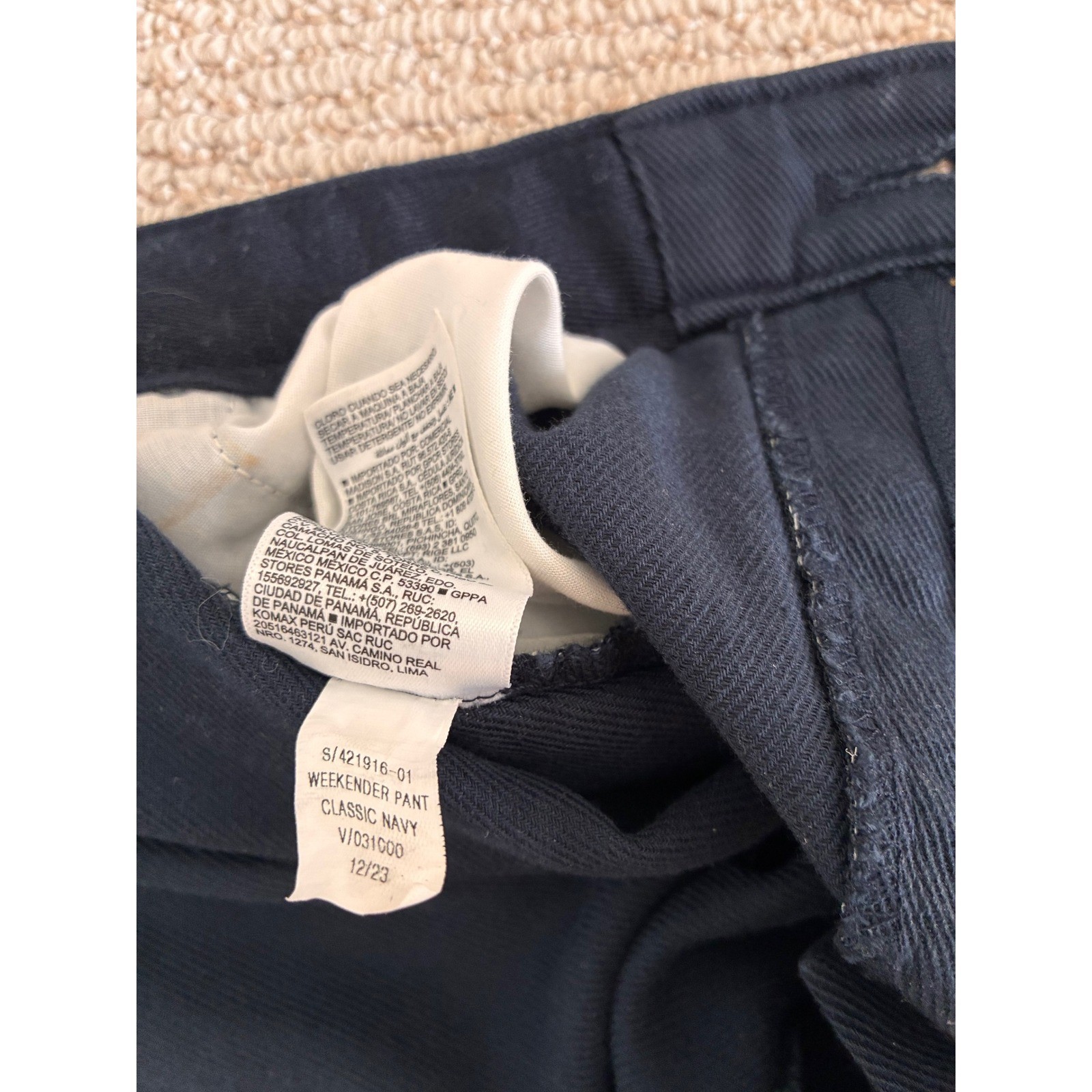 Old Navy Weekender Pant Classic Navy Straight Leg Drawstring Size S 421916-01