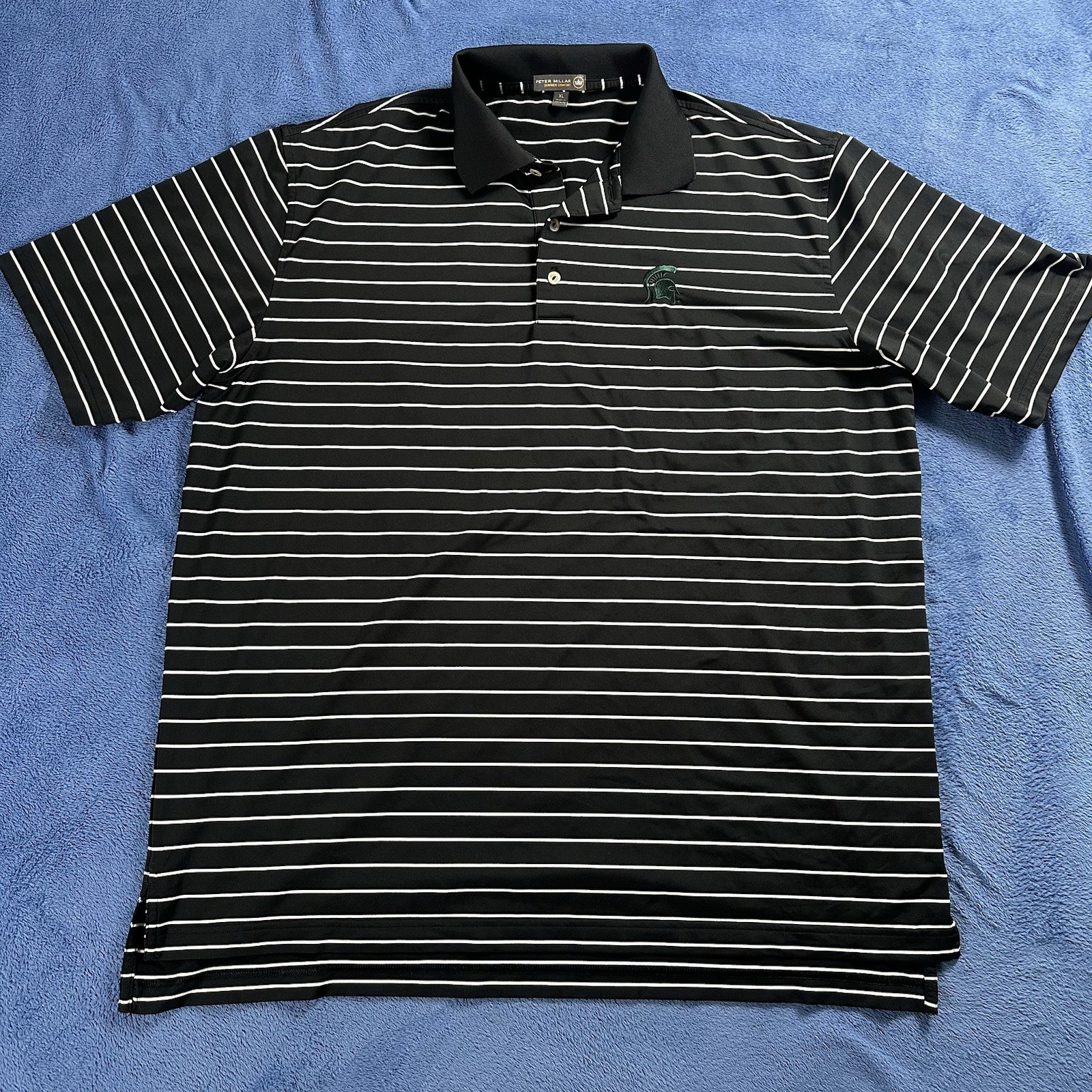 Peter Millar Michigan State Spartans Polo Mens Xl Black Summer Comfort Shirt