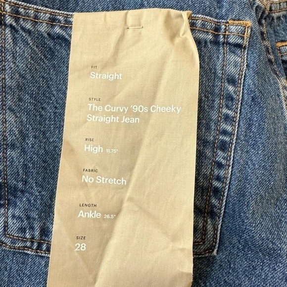 Everlane The Curvy 90s Cheeky Straight Leg Ankle Jeans Women’s Size 28
