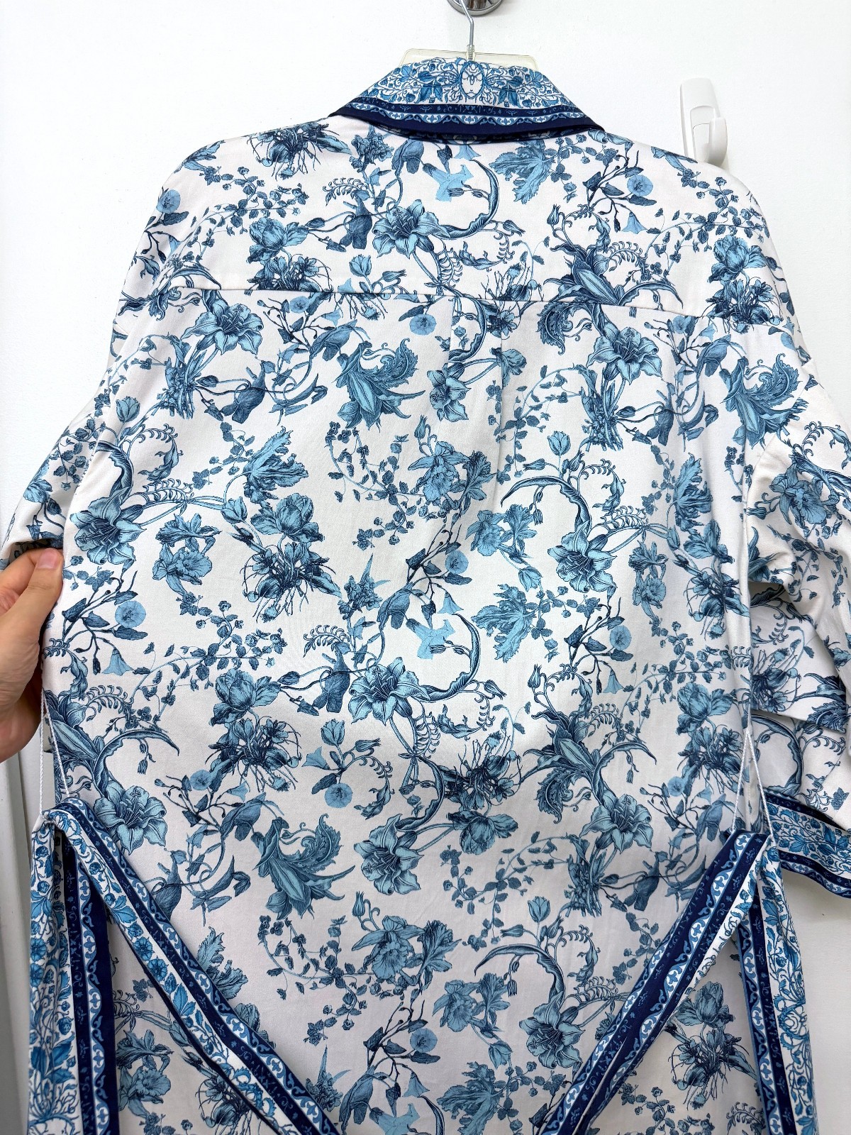 Alice + Olivia Tanika Je L’adore Spring Sky Maxi Shirt Dress Blue Floral Belt S