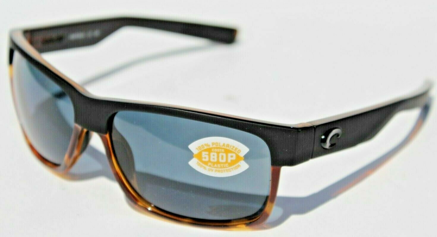 COSTA DEL MAR Half Moon 580P POLARIZED Sunglasses Matte Black Tortoise/Gray NEW