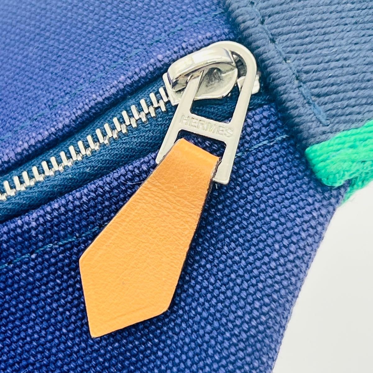 [Mint] HERMES Brides à Black GM Pouch Handbag Navy Green Coated – From JAPAN