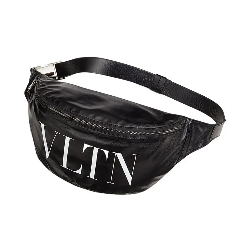 Valentino VLTN Calf Leather Belt Bag Men’s Black 11.6×2.7×6.3 in