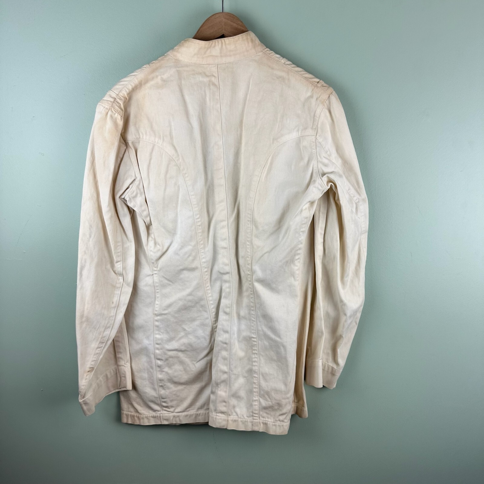 Stevens Twist Twill Cotton Change Buttons (Missing) Shop Coat Small Old 40s 50s