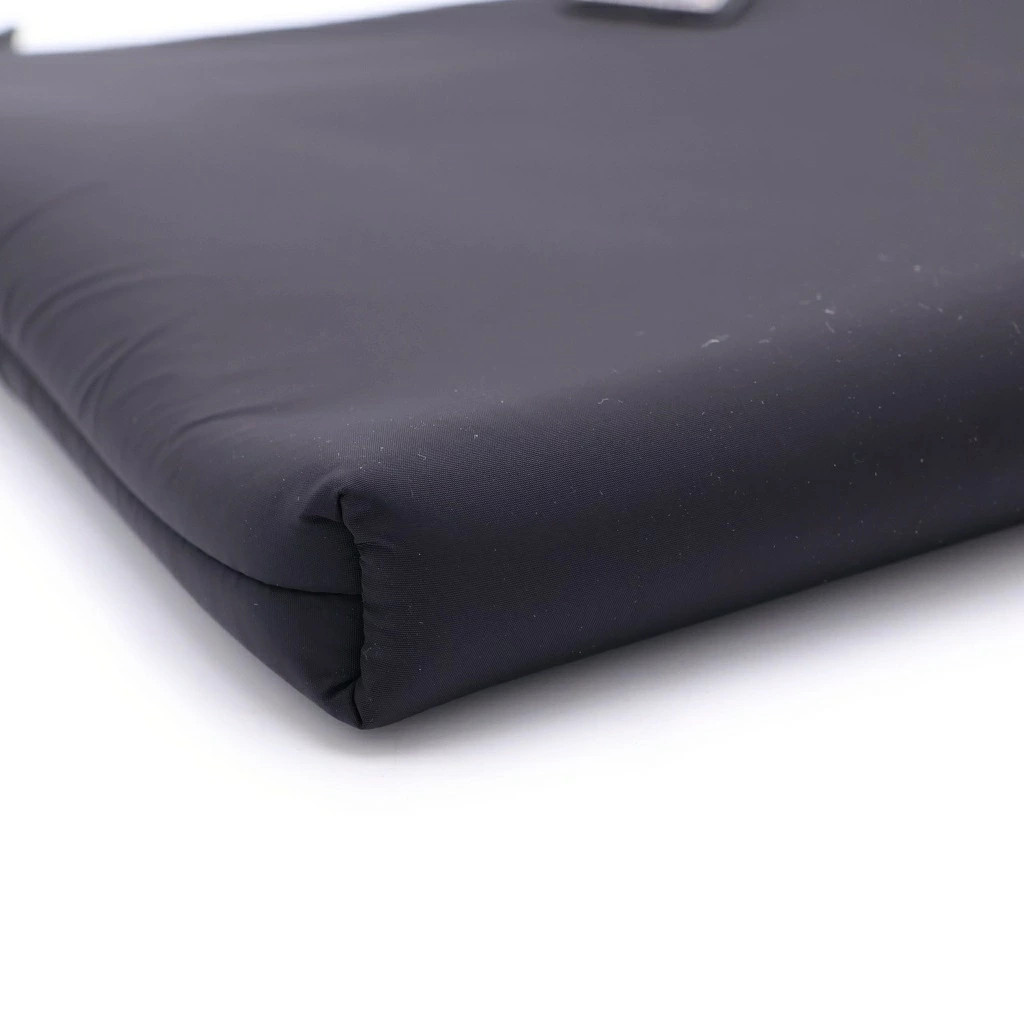 PRADA Tessuto Nero Logo Plate Nylon Clutch Bag Pouch Black 2Ng015 New Condition